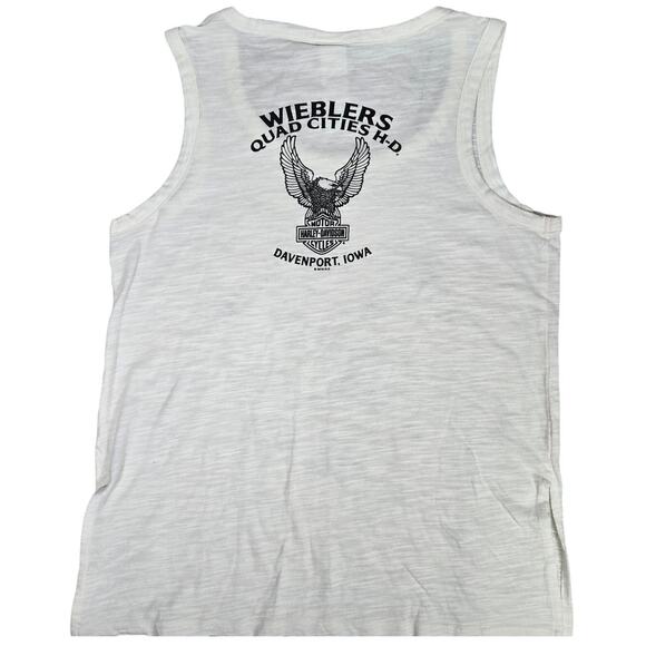 Harley-Davidson White Burnout Tank Wieblers Quad Cities Davenport Iowa S - Picture 2 of 6